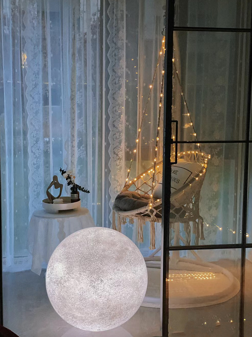 Bohemian Macrame Hammock Chair with Cushion - Indoor/Outdoor Hanging Rope Swing with Hardware Kit & Strap