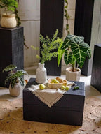 Charcoaled Pedestal Stand - Solid Wood - Display Base for Home Decor, Sculptures, or Plants