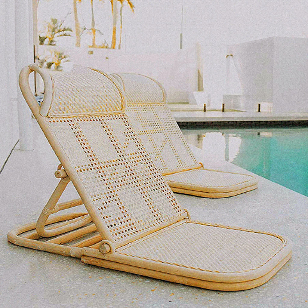 Elegant Rattan Beach Lounger with Adjustable Backrest