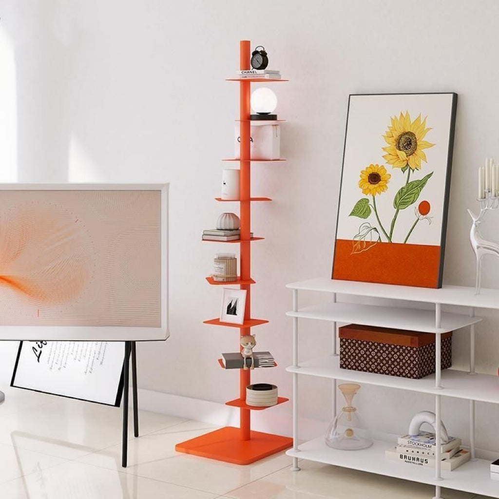Modern Metal Vertical Shelf – Plant Stand, Bookshelf, Display Shelf Minimalist Metal Tree Book Tower