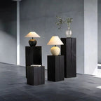 Charcoaled Pedestal Stand - Solid Wood - Display Base for Home Decor, Sculptures, or Plants