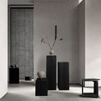 Charcoaled Pedestal Stand - Solid Wood - Display Base for Home Decor, Sculptures, or Plants