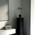 Charcoaled Pedestal Stand - Solid Wood - Display Base for Home Decor, Sculptures, or Plants