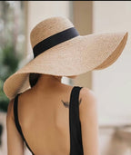 Audrey Hepburn Oversized Floppy Straw Hat – Extra Wide-Brim Summer Sun Hat for Women | Elegant Beach Hat with Black Ribbon | UV Protection & Chic Vacation Style