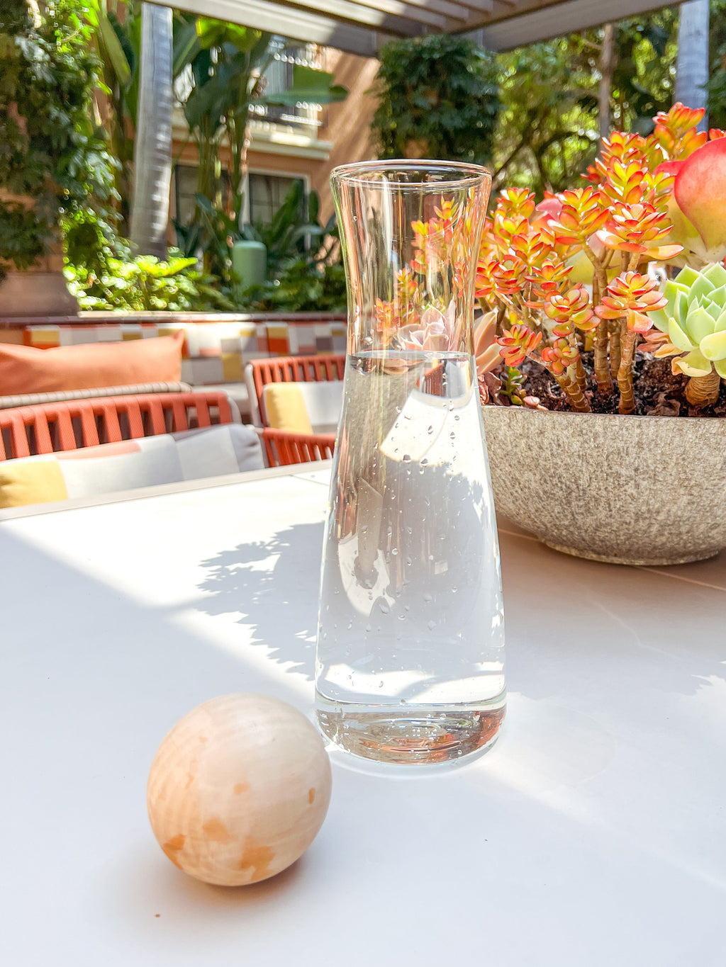 Modern Glass Carafe with Wooden Spherical Ball Cork - Plastic Free Water Carafe