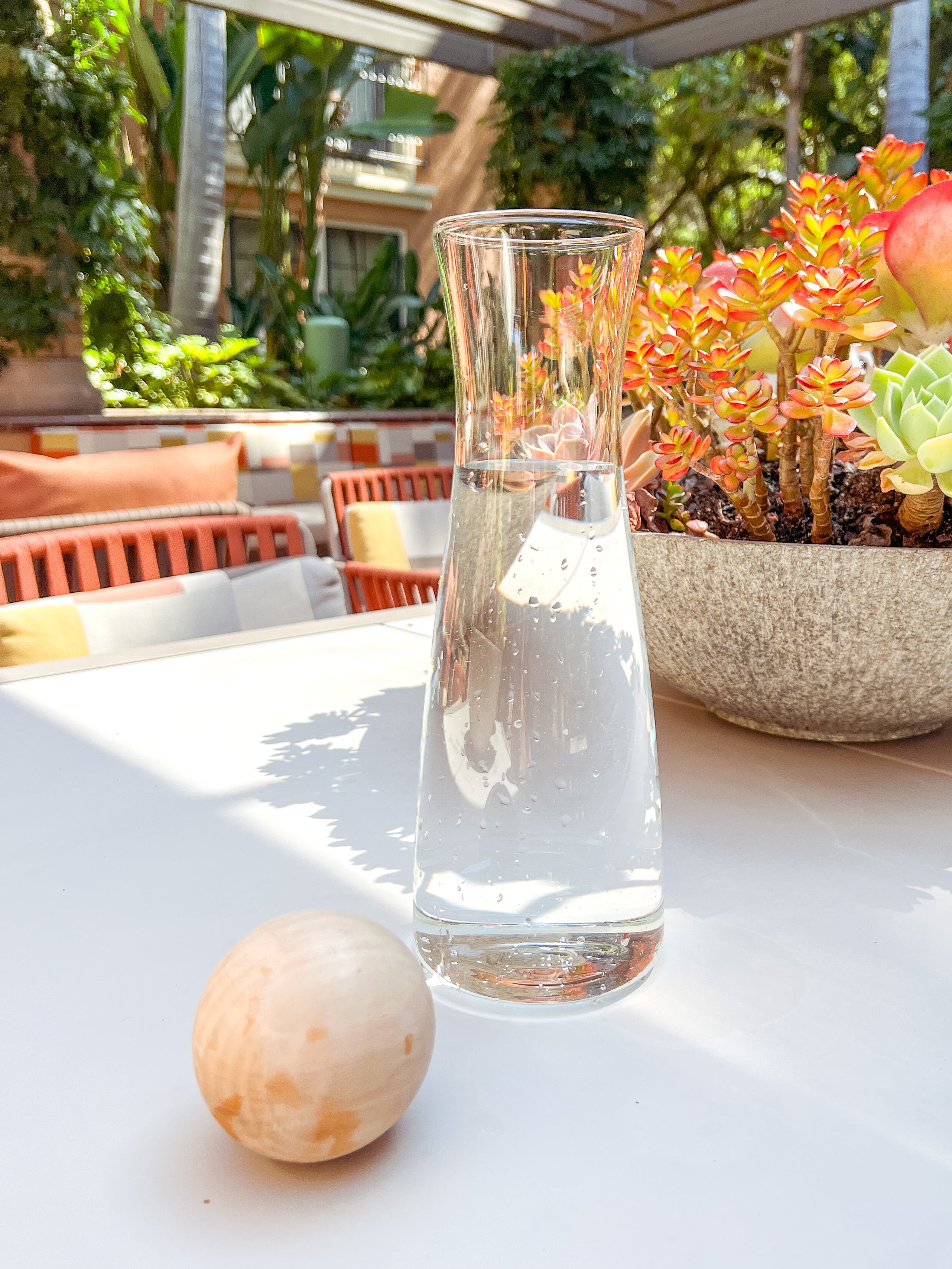 Modern Glass Carafe with Wooden Spherical Ball Cork - Plastic Free Water Carafe
