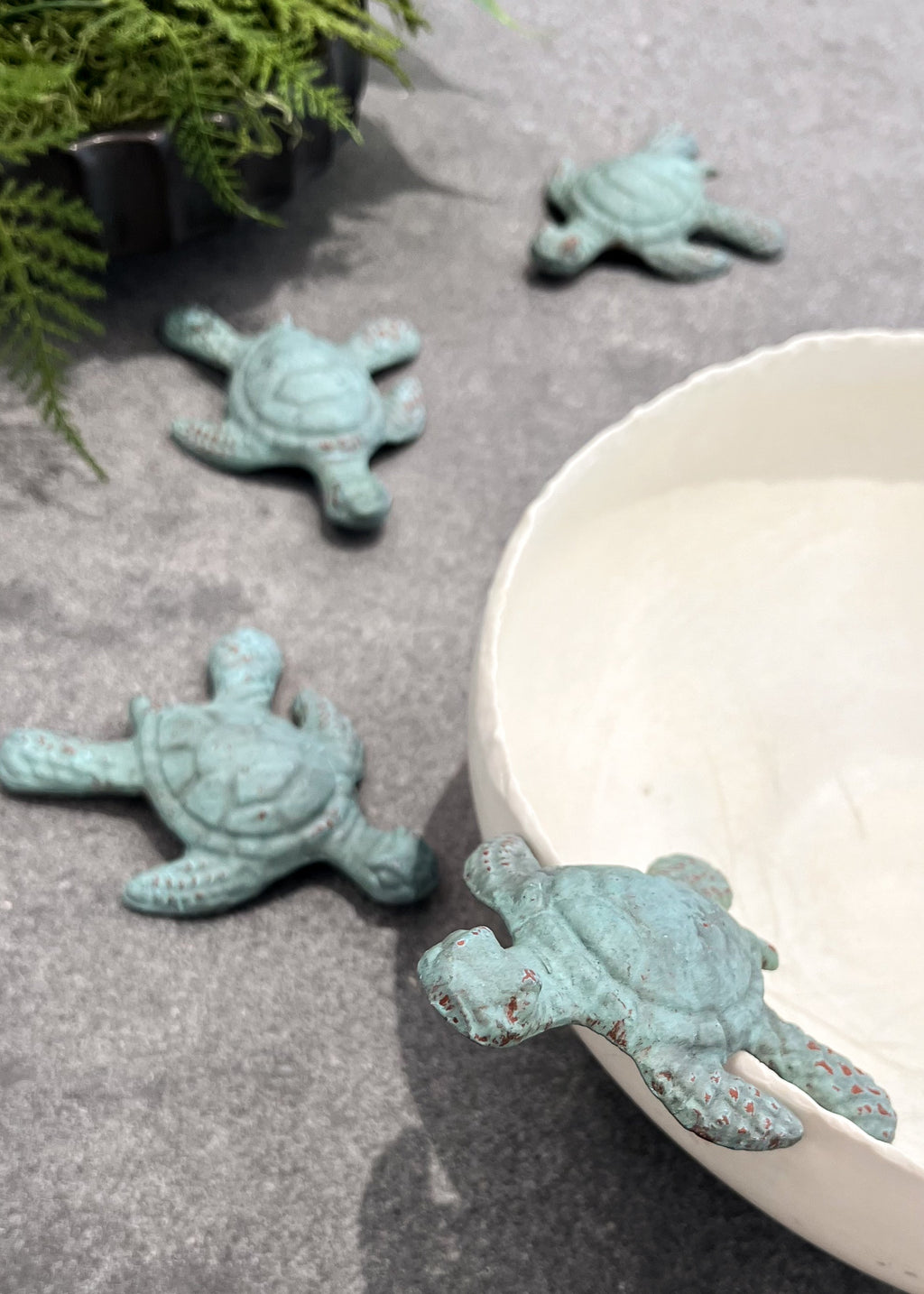 Verdigris Small Sea Turtle Paper Weight Decorative Tabletop