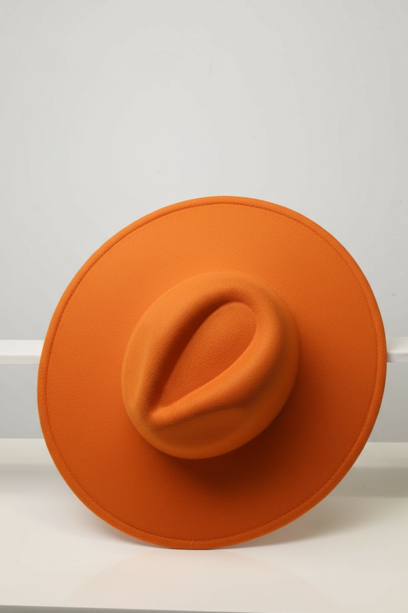 Wide Brim Orange Fedora Hats