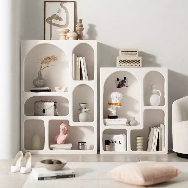 Modern Open Display Shelves Mini Console Side Table Curved Furniture