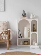 Modern Open Display Shelves Mini Console Side Table Curved Furniture