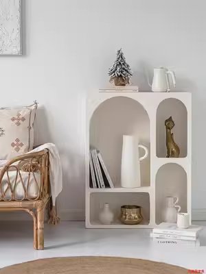Modern Open Display Shelves Mini Console Side Table Curved Furniture
