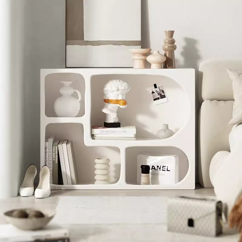 Modern Open Display Shelves Mini Console Side Table Curved Furniture