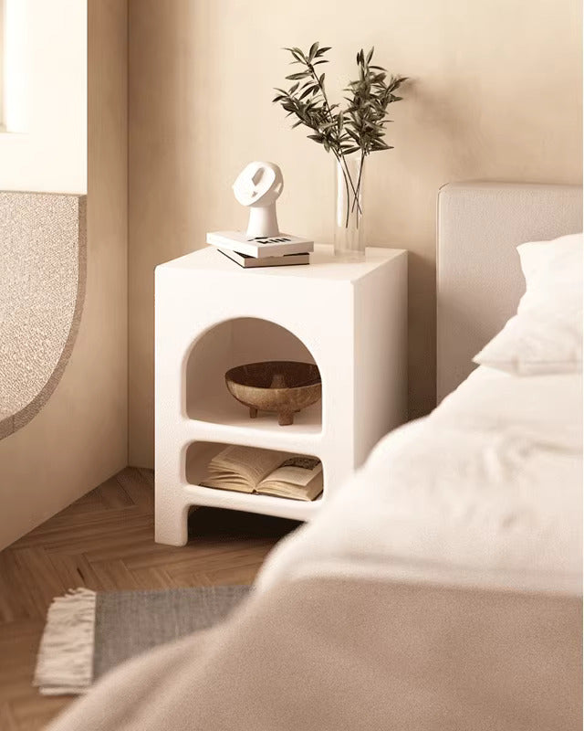 Cave  Boho Style Side Tables and Night Stands with Open Storage