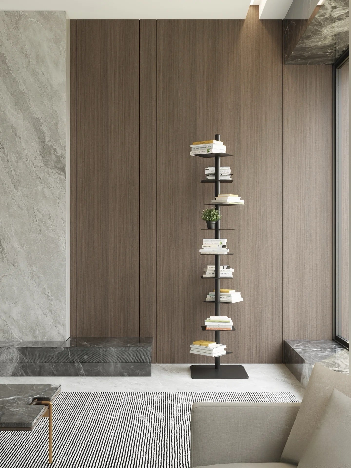 Modern Metal Vertical Shelf – Plant Stand, Bookshelf, Display Shelf Minimalist Metal Tree Book Tower