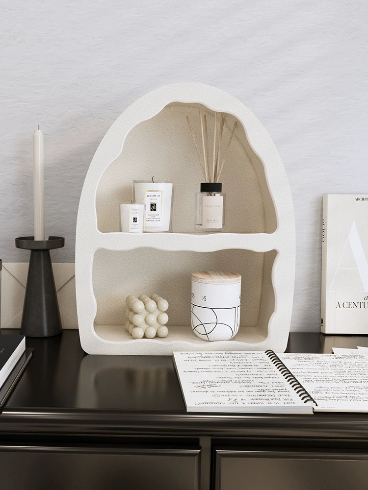 Dome Floating White Wall Mounted Shelves Textured Finished