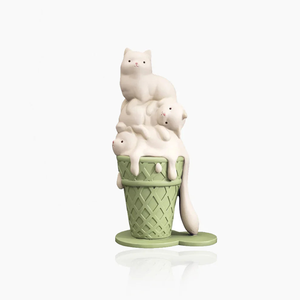 Ice Cream Melting Cat Sculpture – Sweet, Playful Decor