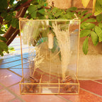 Gold-Edged Glass Frame Display with Compartment Cases