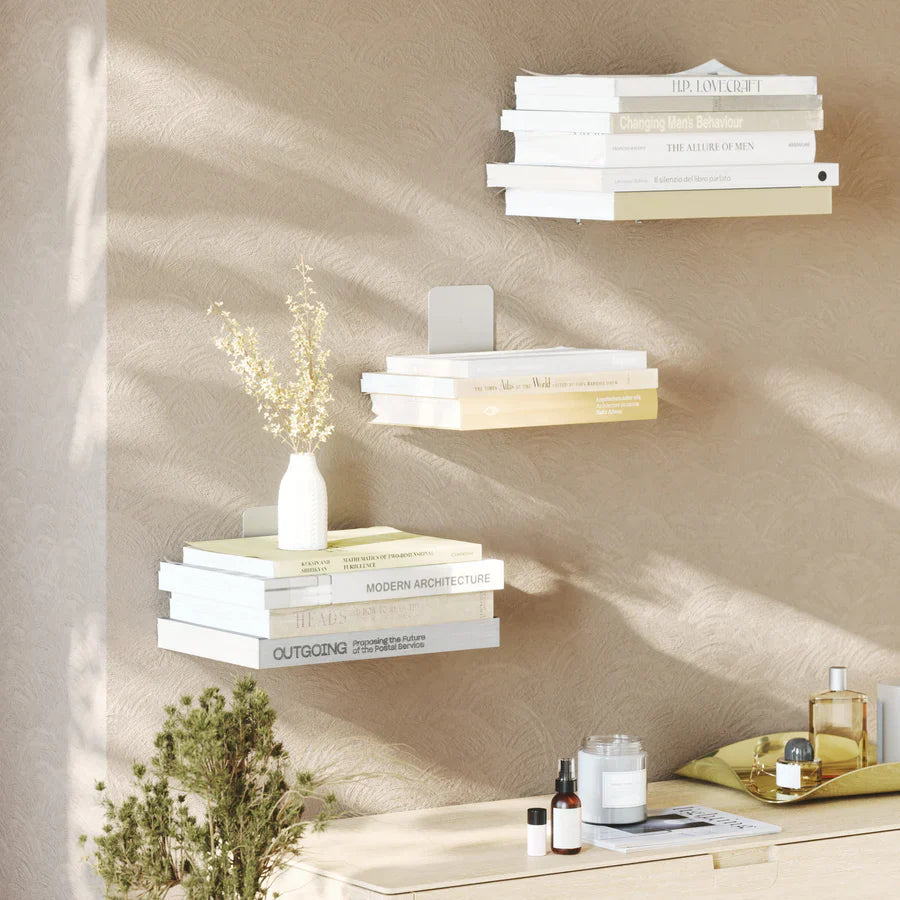 Minimalist Floating Bookshelf – Invisible Wall-Mounted Storage for Books & Decor Set of 3