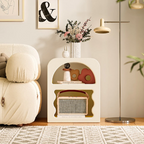 Boho White Side Table Wavy Storage Shelf from Ausique Decor